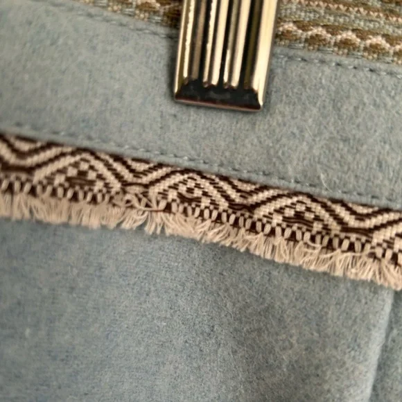 NWT Gap pale blue a line skirt size 2. Wool blend w/nordic looking trim. Lined! - Picture 9 of 15